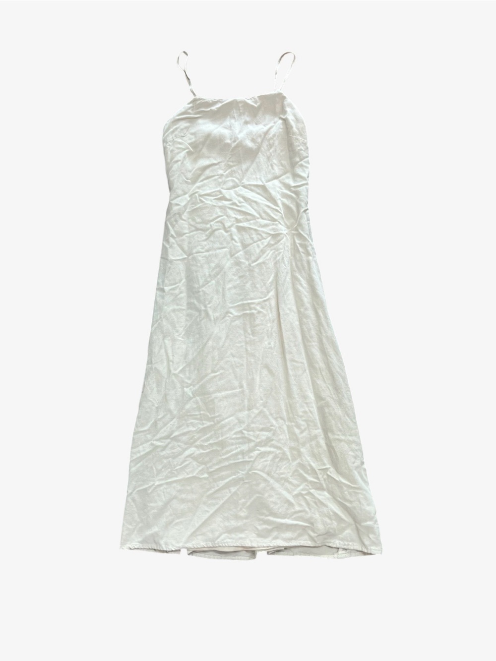 Japna White Linen-Blend Sleeveless Midi Dress - Size Small
